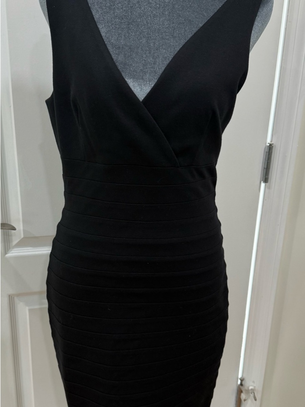 Express Black V-Neck Midi Dress